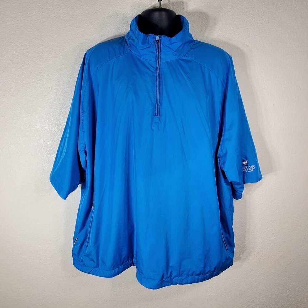 Mens XL Blue Half-Zip Short Sleeve Jacket Windbreaker Western Skies Golf Club